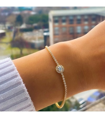 Taşlı Oval Su Yolu Bileklik