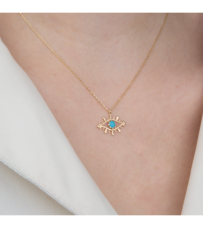 Altın Göz Kirpik Kolye