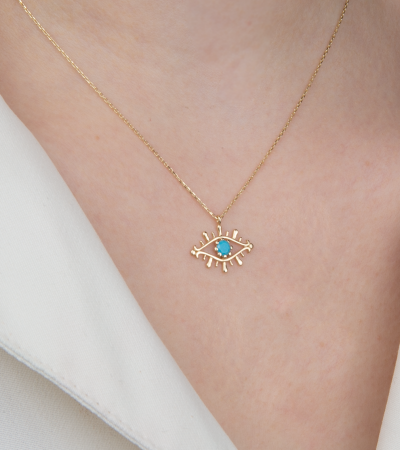 Altın Göz Kirpik Kolye