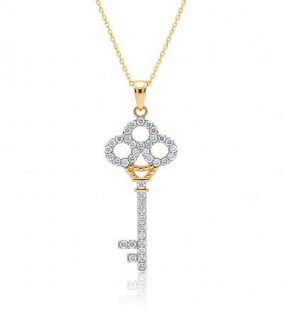 Altın Taşlı Anahtar Kolye