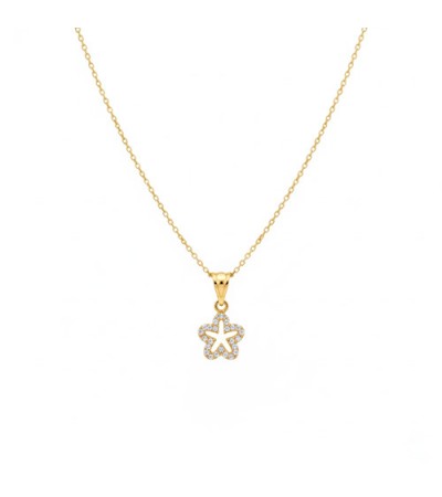 14 Ayar Altın Taşlı Çiçek Yıldız Kolye
