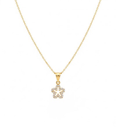 14 Ayar Altın Taşlı Çiçek Yıldız Kolye
