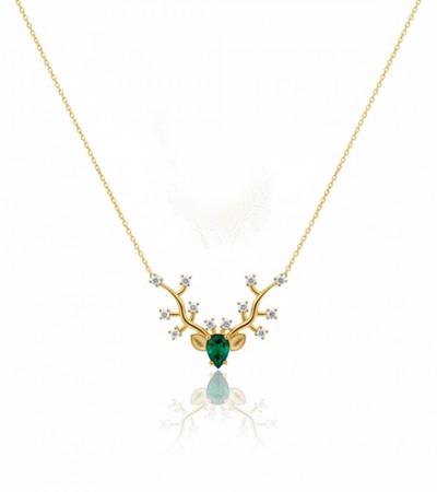 Altın Mineli Doğum Taşı Şans Kolye