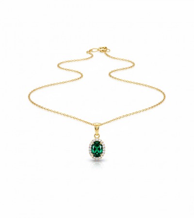 Zümrüt Renkli Taşlı Kolye