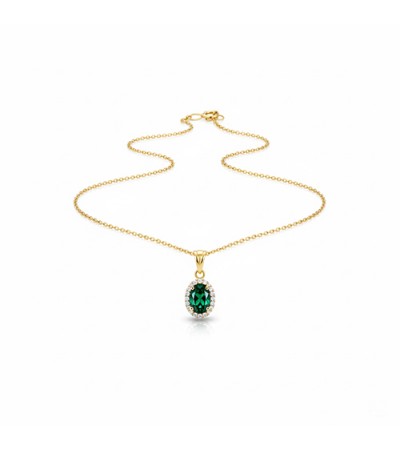 Zümrüt Renkli Taşlı Kolye