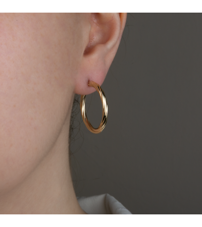 Altın Desenli Burgu Halka Küpe