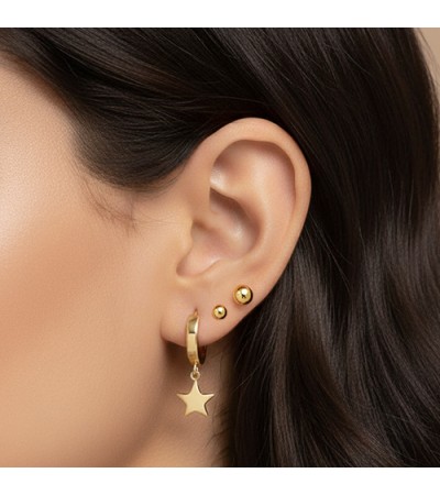 14 Ayar Altın Yıldız Sallantılı Halka Küpe