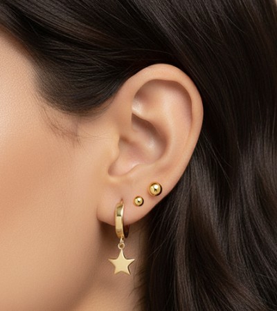 14 Ayar Altın Yıldız Sallantılı Halka Küpe