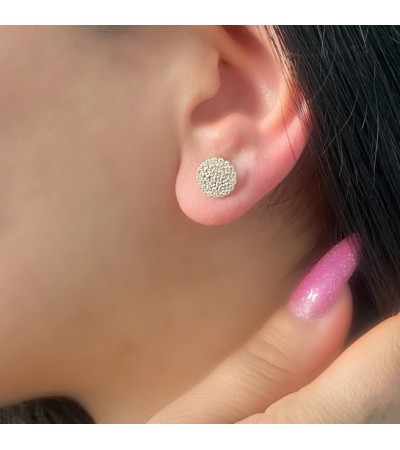 Altın Taşlı Oval Küpe