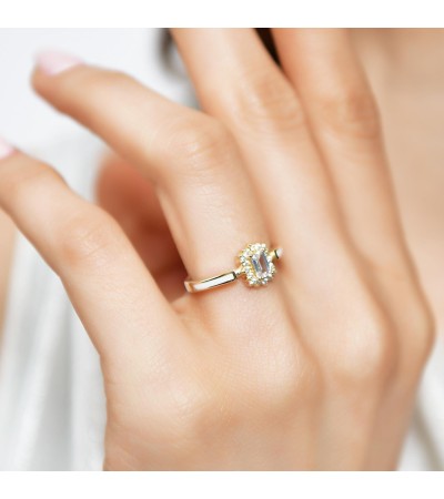 Baget Beyaz Mineli Yüzük