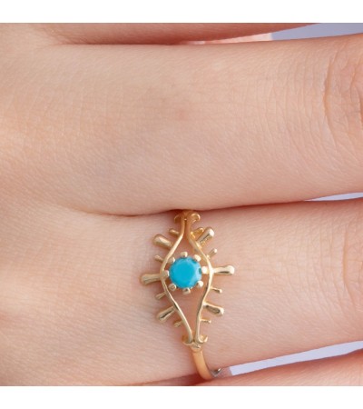 Altın Firuze Kirpik Yüzük