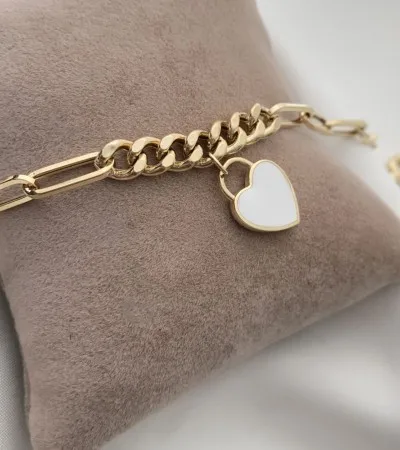 Altın Mineli Kalp Bileklik