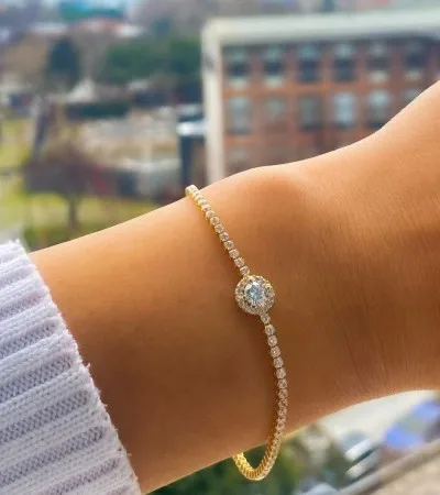 Taşlı Oval Su Yolu Bileklik