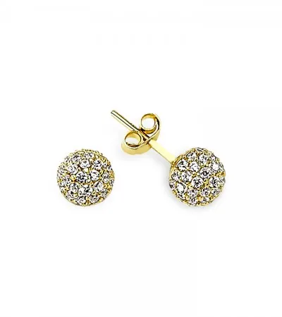 Altın Taşlı Top Küpe