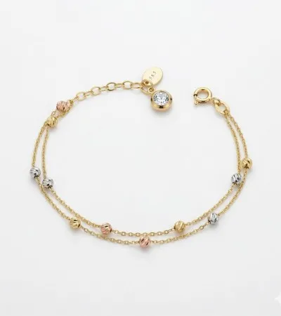 14 Ayar İkili Dorika Toplu Zincir Bileklik