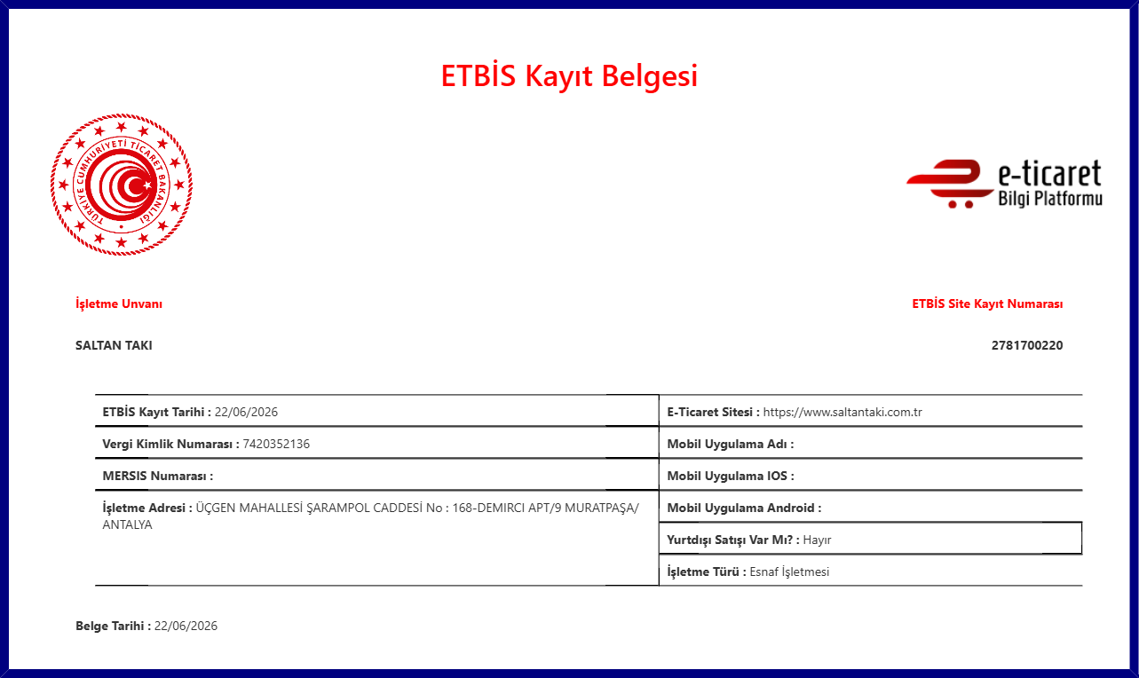 ETBİS Kayıt Belgesi